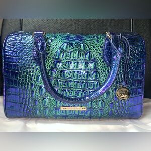 NWT Brahmin Stacy Royalty Ombre Melbourne Leather Satchel Crossbody Blue Green